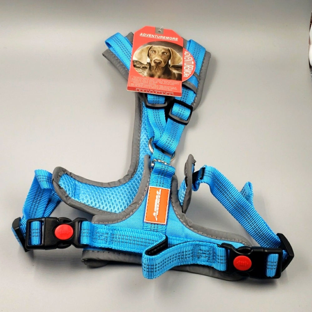 ADVENTUREMORE Dog Harness Light Blue Soft Mesh Medium